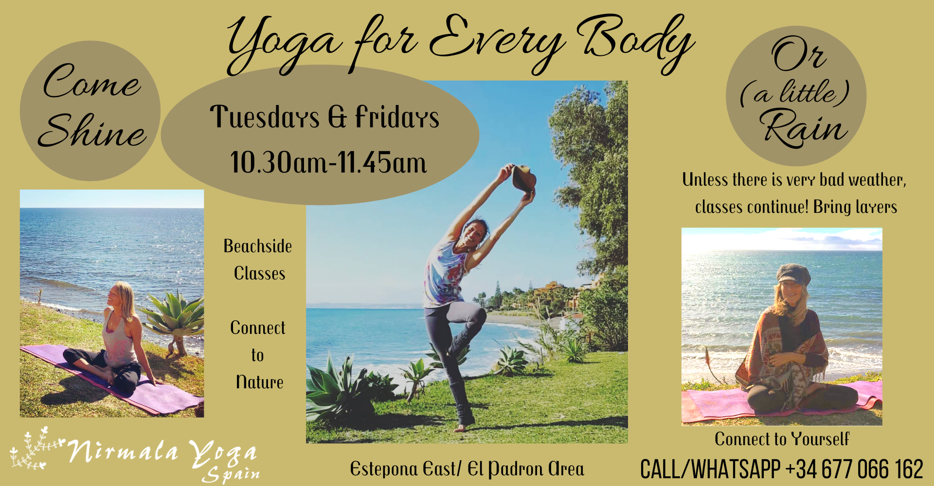 Estepona, Spain Beach Yoga Classes, Private Classes | Nirmala Yoga